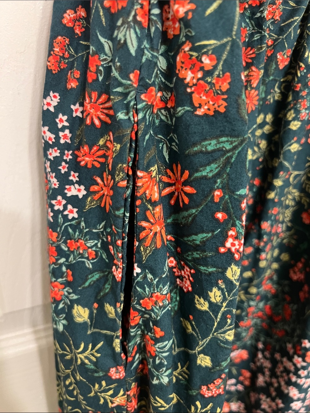 LOFT Forest Green Floral Smocked Maxi Dress - Picture 4 of 6